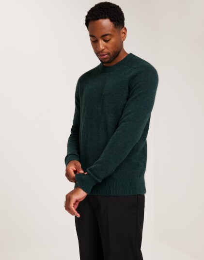 Selected Homme Slhrai Ls Knit Crew Neck Strikkegensere Grønn