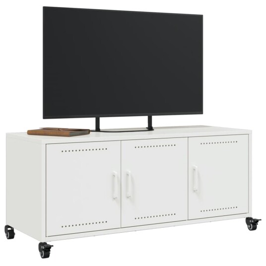 TV-benk hvit 100,5x39x43,5 cm kaldvalset stål 846649