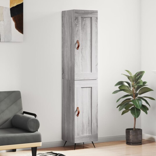 vidaXL Highboard grå sonoma 34,5x34x180 cm konstruert tre 8720845498535