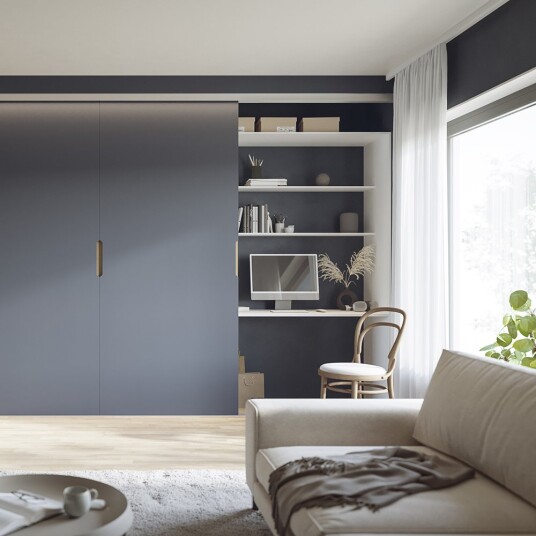 Skyvedørsgarderobe Stil - Stålblå 2680 Mm 3 Dører Skyvedørsgarderobe Stil - Stålblå 2680 Mm 3 Dører