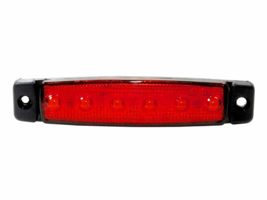LED markeringslampe 6 LED"s 24V oransje/rød/hvit Farge/lednings lengde: Rød. 5 meter ledning