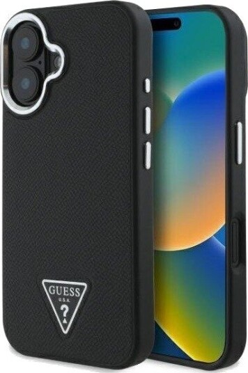 Guess MagSafe Mobildeksel til iPhone 16 - Grained Triangle, Svart