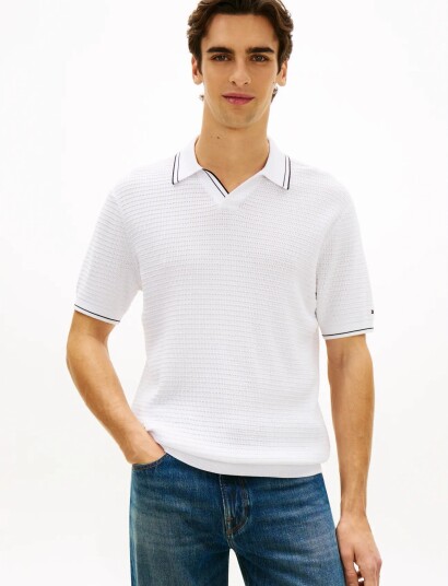 Tommy Hilfiger Dc Medium Texture Polo   White   XXL