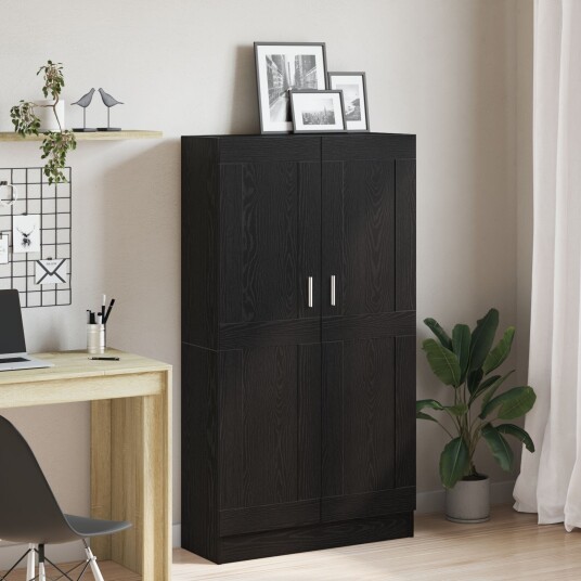 Bokskap 2 stk Svart Eik 165x30,5x150 cm Laget av Tre