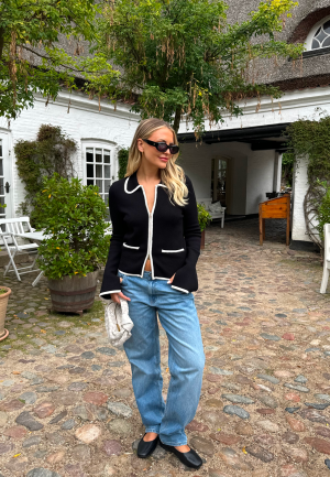 Josefin Lavold X Bubbleroom Josefin Contrast Zip Knit Jacke Black/White 42