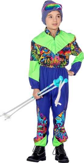 Wilbers & Wilbers 80-talls Skidress Blå Grønn Barn Kostyme Small 003492-H-116