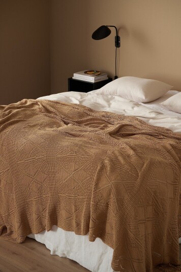 Ellos Home Sengeteppe / pledd Juliette Crochet Gul