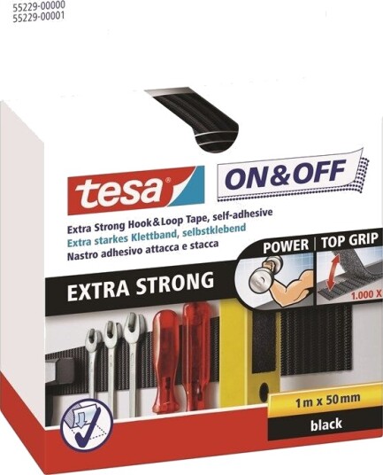 tesa On & Off Extra Strong 50mm x 100cm Svart