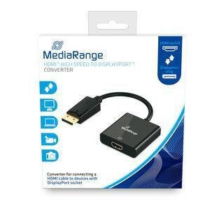 MediaRange HDMI Buchse/DP Stecker 18 Gbit/s 20cm schw