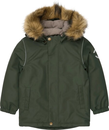 Mikk line Winter Jacket Solid With Fake Fur KOMBU GREEN 146