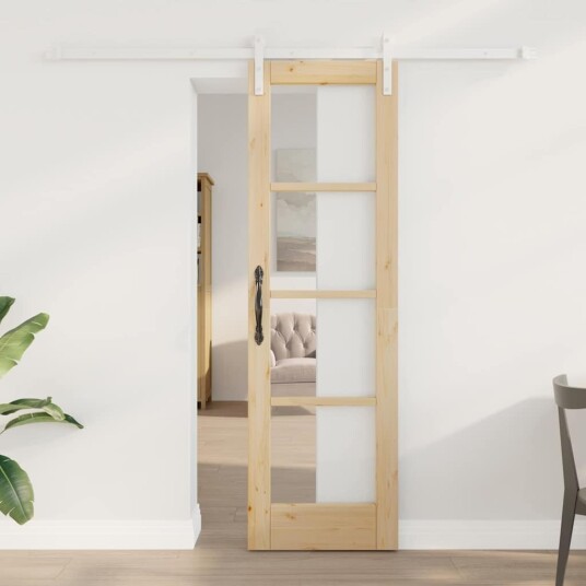 vidaXL Skyvedør med Utstyrssett "ORKDAL" Solid Tre & Glass