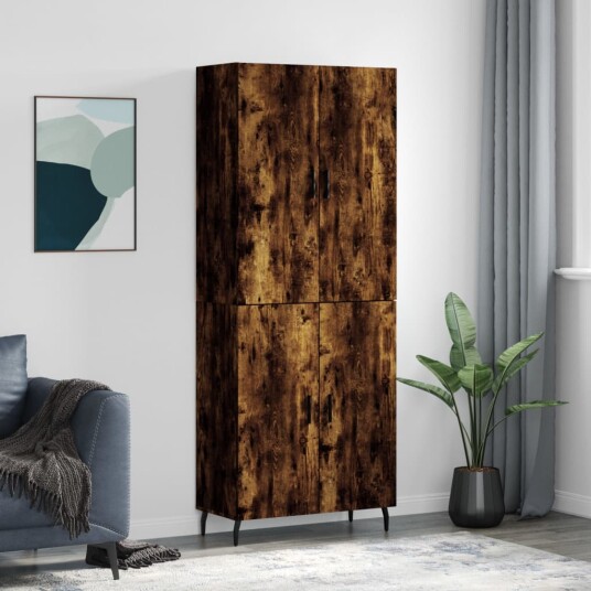 vidaXL Highboard røkt eik 69,5x34x180 cm konstruert tre 8720845409456