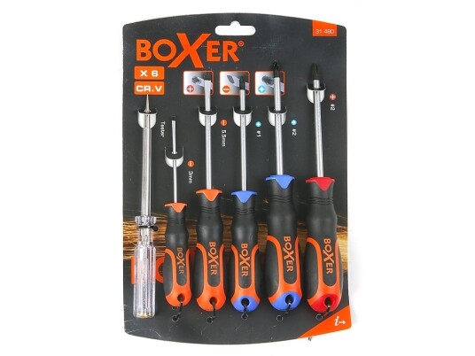 Boxer 6-dele Skrutrekkersett med 2-Komponent Greb Boxer 6-dele Skrutrekkersett med 2-Komponent Greb