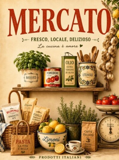 Plakat Italiensk Markedsdekor