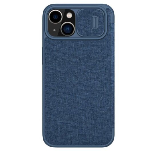 Nillkin Nillkin Qin Cloth Pro Case Til Iphone 14 Plus Kameradekksel Holster Cover Flip Case Blå