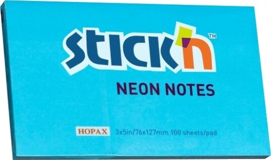 Notesblok 76X127 100 Blad Neon Blå   12 Stk.