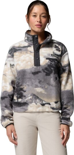 Columbia Helvetia II Printed Cropped Half Snap Fleecetrøye Dame Beige/Grå L
