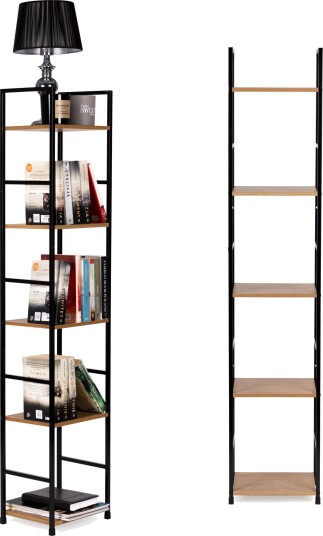 Selgro Moderne trehylle i tre med metallramme LOFT 5 hyller ModernHome