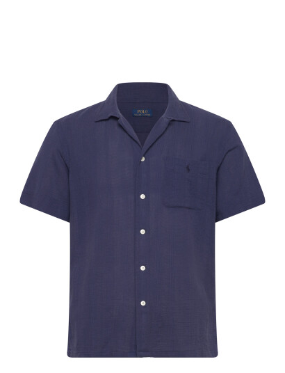 Polo Ralph Lauren Classic Fit Basket Weave Camp Shirt Navy XL