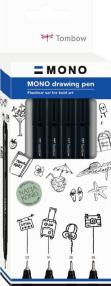 Fineliner Tombow MONO tegnesett Fine 4 Fineliner Tombow MONO tegnesett Fine 4
