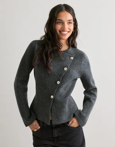 Only Grå Onlmella Life Ls Button Jacket Knt