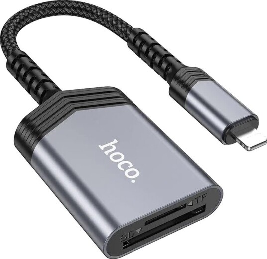 HOCO UA25 Kortleser Lightning til SD/TF Grå