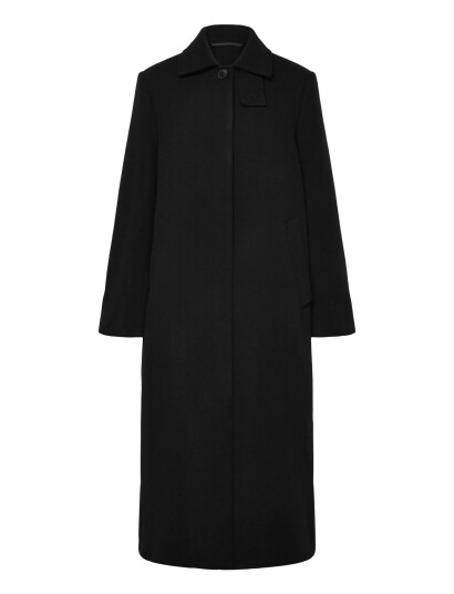 Weekday Long Oversized Wool Blend Coat Black M Weekday Long Oversized Wool Blend Coat Black M