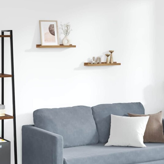Vegghylle med hylle 2 pcs Brun 40 x 9 x 3 cm Konstruert tre Vegghylle med hylle 2 pcs Brun 40 x 9 x 3 cm Konstruert tre