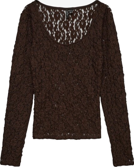 Vero Moda Topp Vmflora Ls 2 Way Lace Top Jrs Brun