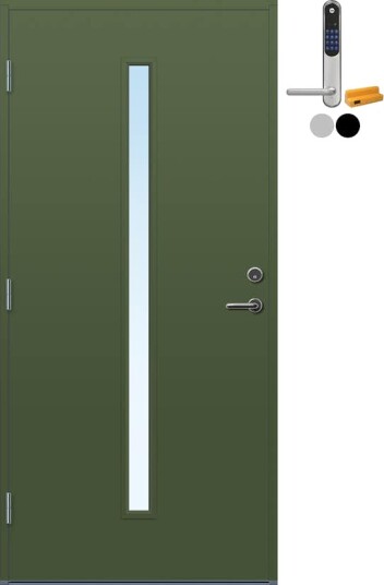 Ytterdør Bygg1 Hovdeby med Kompaktlaminat med Yale Doorman Classic Home