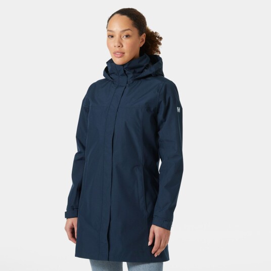 Helly Hansen Dame Aden Lang Regn Frakk Marineblå Xs