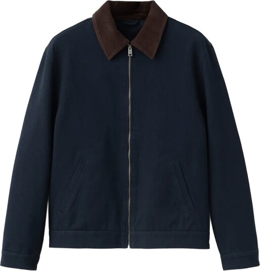 Mango Corduroy Collar Denim Jacket Navy XL Mango Corduroy Collar Denim Jacket Navy XL
