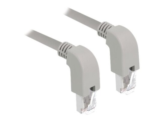 Delock Koblingskabel Rj-45 Hann Vinklet Nedover Til Rj-45 Hann Vinklet Nedover 2 M S/Ftp Cat 6A Med Støvel Halogenfri Grå
