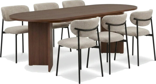Spisegruppe Nordure Dano uttrekkbart spisebord 160–200 cm med 6 Lucy spisestoler Greige Spisegruppe Nordure Dano uttrekkbart spisebord 160–200 cm med 6 Lucy spisestoler Greige