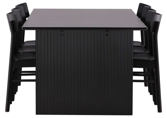 Venture Design Vail & Montros spisegruppe Svart/svart 6 stoler & bord 200 x 100 cm