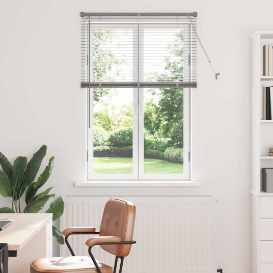 Vindu Persienne med gardiner Manual sølv Aluminium