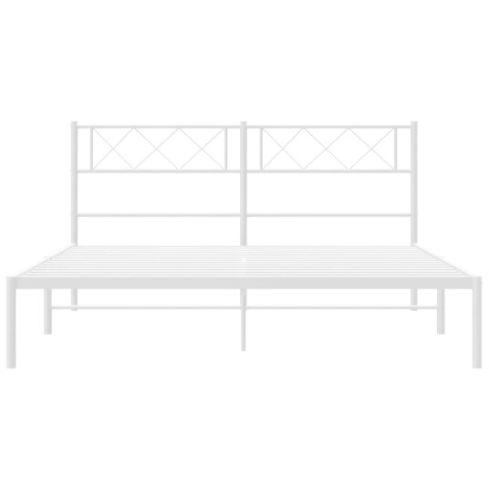 vidaXL Sengeramme i metall med hodegavl hvit 120x200 cm 8721012191037