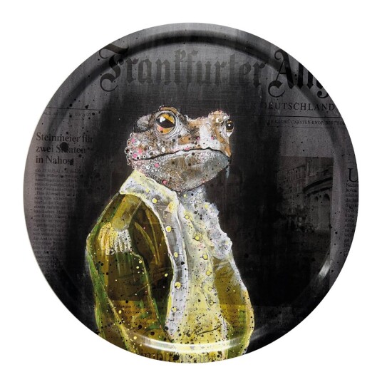 Lisa Törner Art Bordbrikke Rund Frogs of Wall Street 49 cm svart