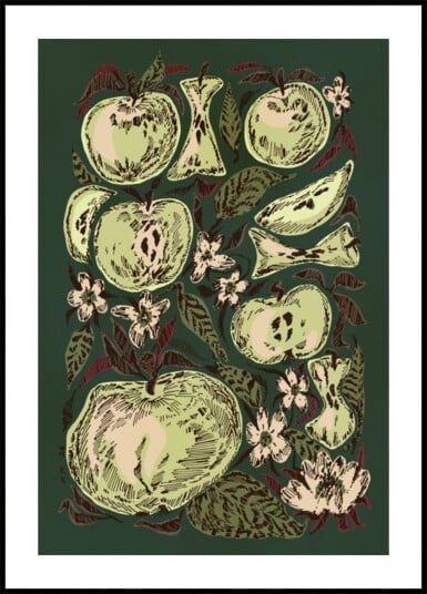 Sketched Green Apples Plakat / 21x30