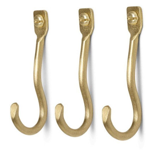 ferm LIVING Curvature knagg 3-stk. Messing