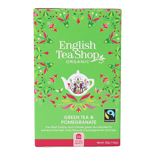English Tea Shop Green Tea & Pomegranate, 20 Breve Ø - 20 Poser English Tea Shop Green Tea & Pomegranate, 20 Breve Ø - 20 Poser