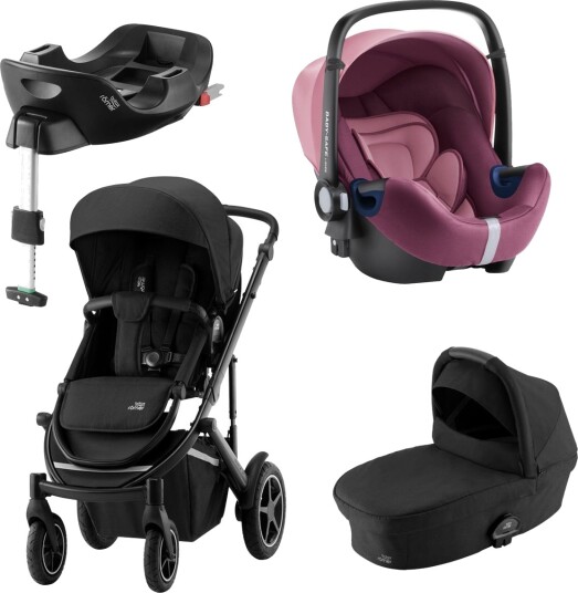Britax Römer Premiumpakke Smile III Space Black Ink. Bagdel + Bilstol Babysafe2 Wine Rose Ink. Base