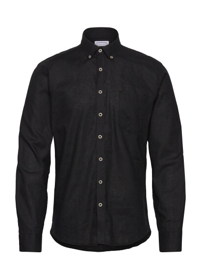 Lindbergh Cotton/Linen Shirt L/S - Black - S Lindbergh Cotton/Linen Shirt L/S - Black - S