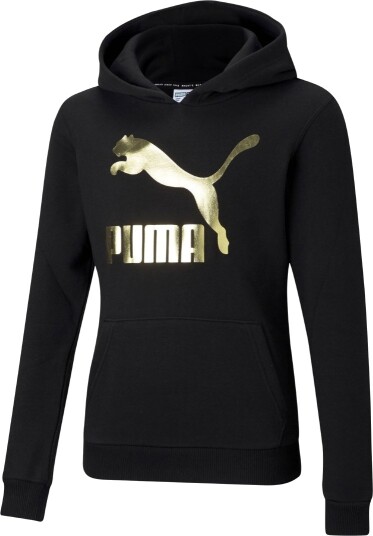 Puma Hettegenser   Klassikere   Svart m. Gull Logo   Puma   6 år 116   Hettegenser