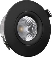 Downlight Eco 6,8W Lysstrøm: 575Lm 3000K 525Lm 2700K. Ra92. Spredningsvinkel 40 Grader. Fasedæmpbar. Inden/Udendørs Brug Sort