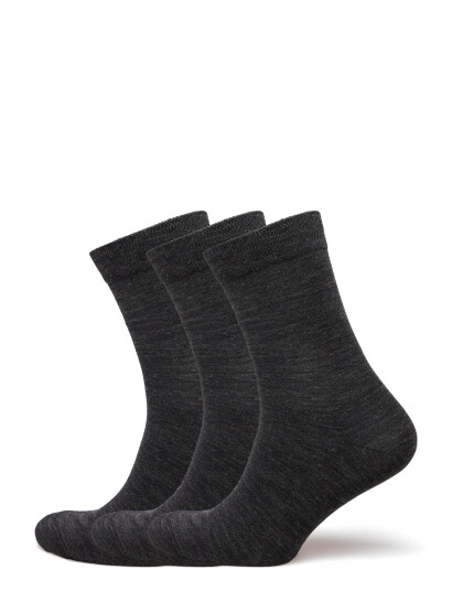 Lindex Sock 3 P Merino Wool Plain - Grey - 37/39