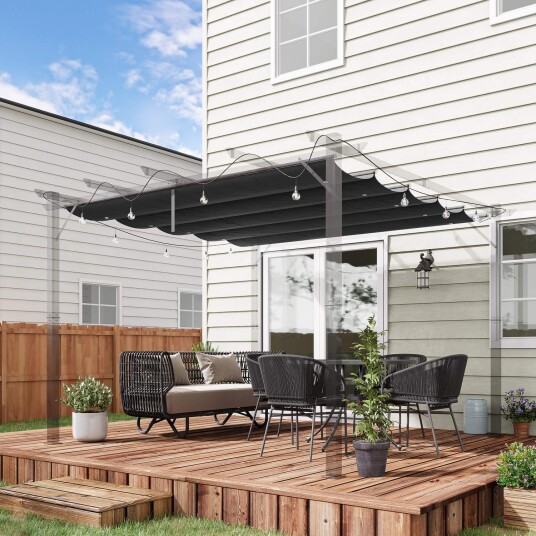 Erstatningstak for Pergola 2,5 x 2,55 m Pergolatak med dreneringshull skjermdekke for hage og uteplass mørkegrå