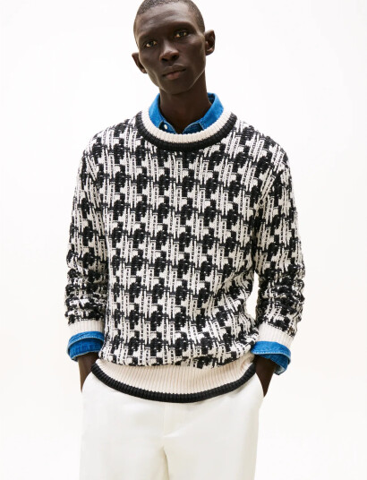 Tommy Hilfiger Dc Houndstooth Sweater - Black - L