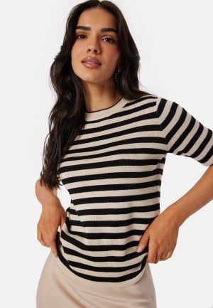Object Collectors Item Objester S/S new knit pullover Sandshell Stripes:Black M Object Collectors Item Objester S/S new knit pullover Sandshell Stripes:Black M