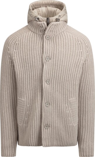 Herno Knitted jacket with bib 52 beige herre